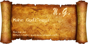 Mahr Gyöngyi névjegykártya
